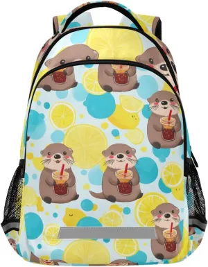 ALAZA Teens School Backpack Otter Cola Pattern Laptop Backpack with Reflective Strap, Travel Backpack Casual Daypack for Elementary Primary middle Bookbag