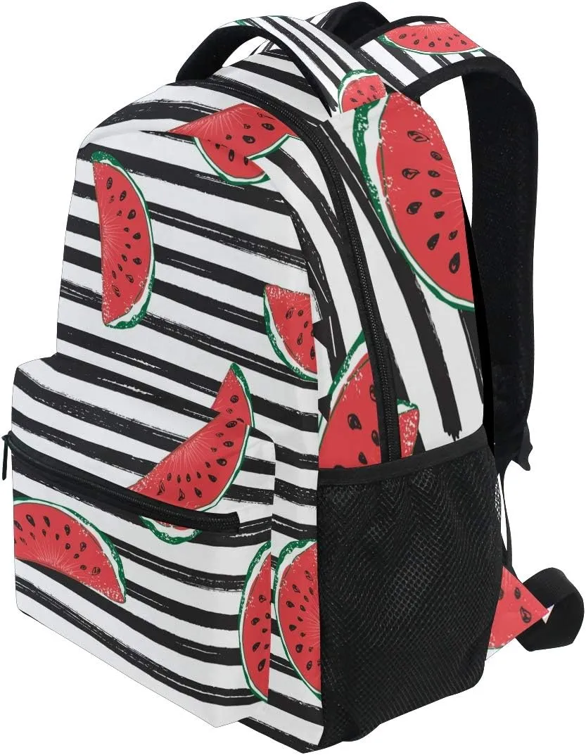 ALAZA Watermelon Black Stripes Stylish Large Backpack for Women Men College Personalized Laptop iPad Tablet Travel School Bag with Multiple Pockets