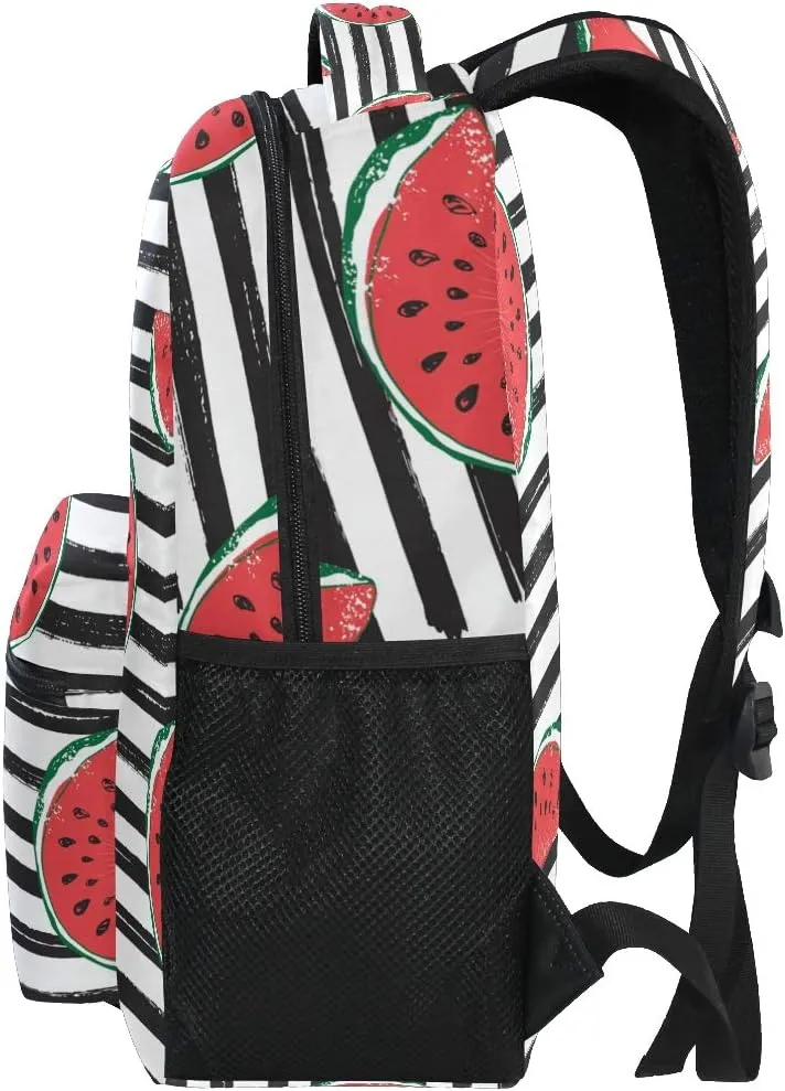 ALAZA Watermelon Black Stripes Stylish Large Backpack for Women Men College Personalized Laptop iPad Tablet Travel School Bag with Multiple Pockets