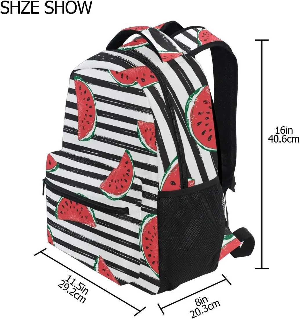 ALAZA Watermelon Black Stripes Stylish Large Backpack for Women Men College Personalized Laptop iPad Tablet Travel School Bag with Multiple Pockets