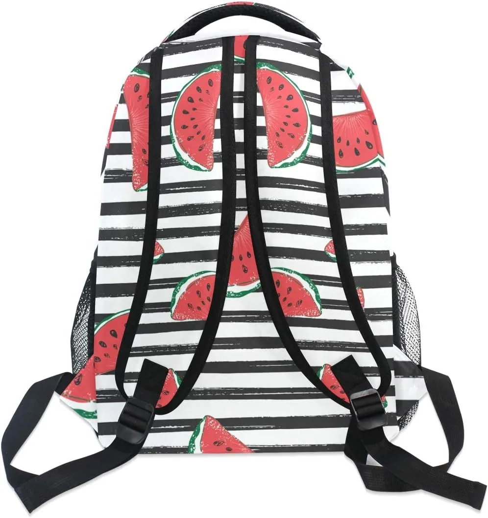 ALAZA Watermelon Black Stripes Stylish Large Backpack for Women Men College Personalized Laptop iPad Tablet Travel School Bag with Multiple Pockets