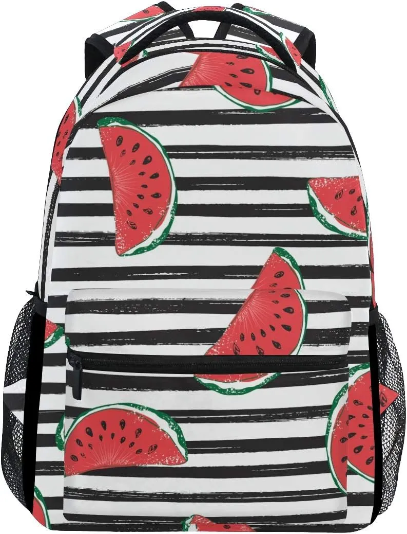 ALAZA Watermelon Black Stripes Stylish Large Backpack for Women Men College Personalized Laptop iPad Tablet Travel School Bag with Multiple Pockets