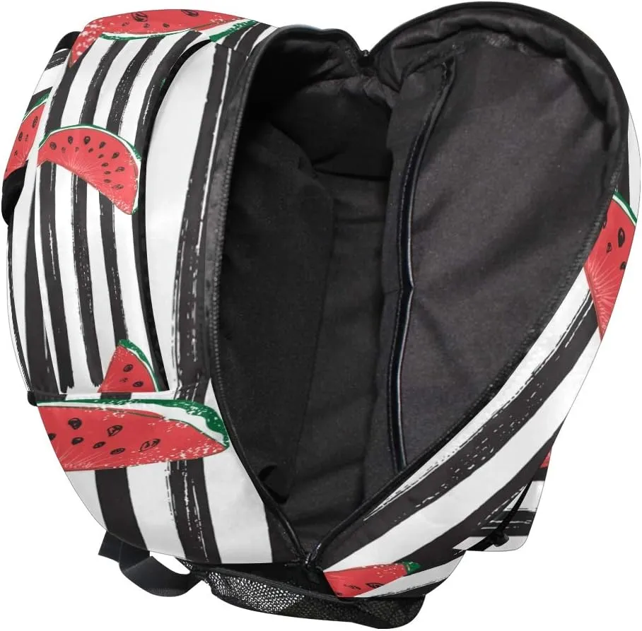 ALAZA Watermelon Black Stripes Stylish Large Backpack for Women Men College Personalized Laptop iPad Tablet Travel School Bag with Multiple Pockets