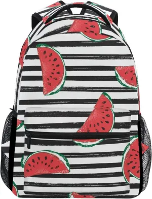 ALAZA Watermelon Black Stripes Stylish Large Backpack for Women Men College Personalized Laptop iPad Tablet Travel School Bag with Multiple Pockets