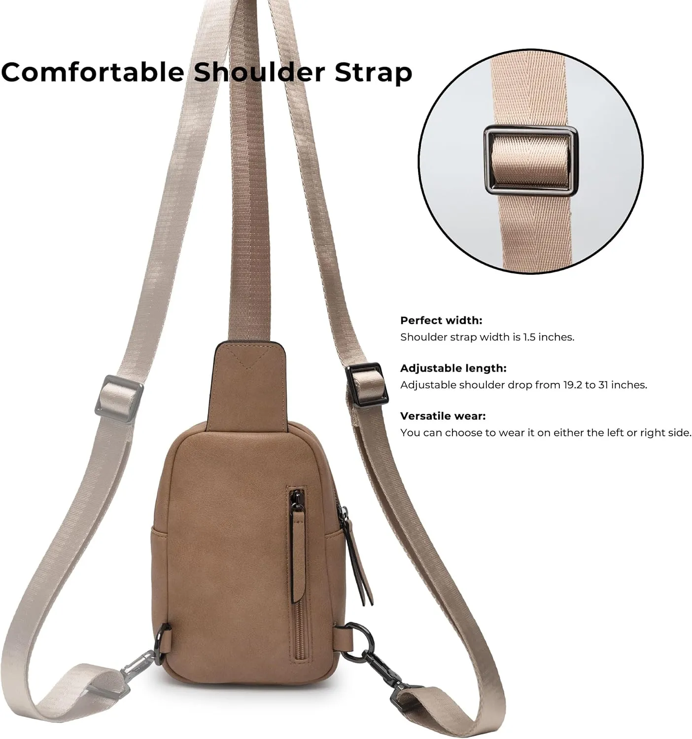 Alldaily Small Sling Bag for Women Crossbody Purse Leather Fashionable Trendy Chest Bag for Travel, Fanny Pack