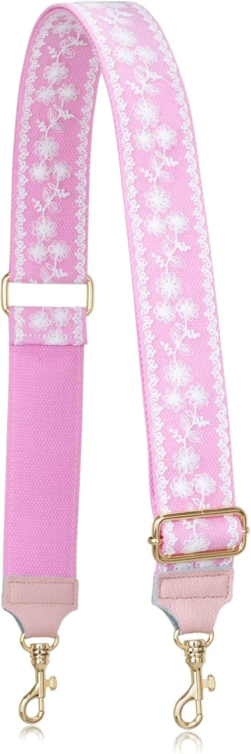 ALLZEDREAM Purse Strap Crossbody Replacement Handbag Shoulder Bag 2" Wide Adjustable Lace Sequins Genuine Leather Ends
