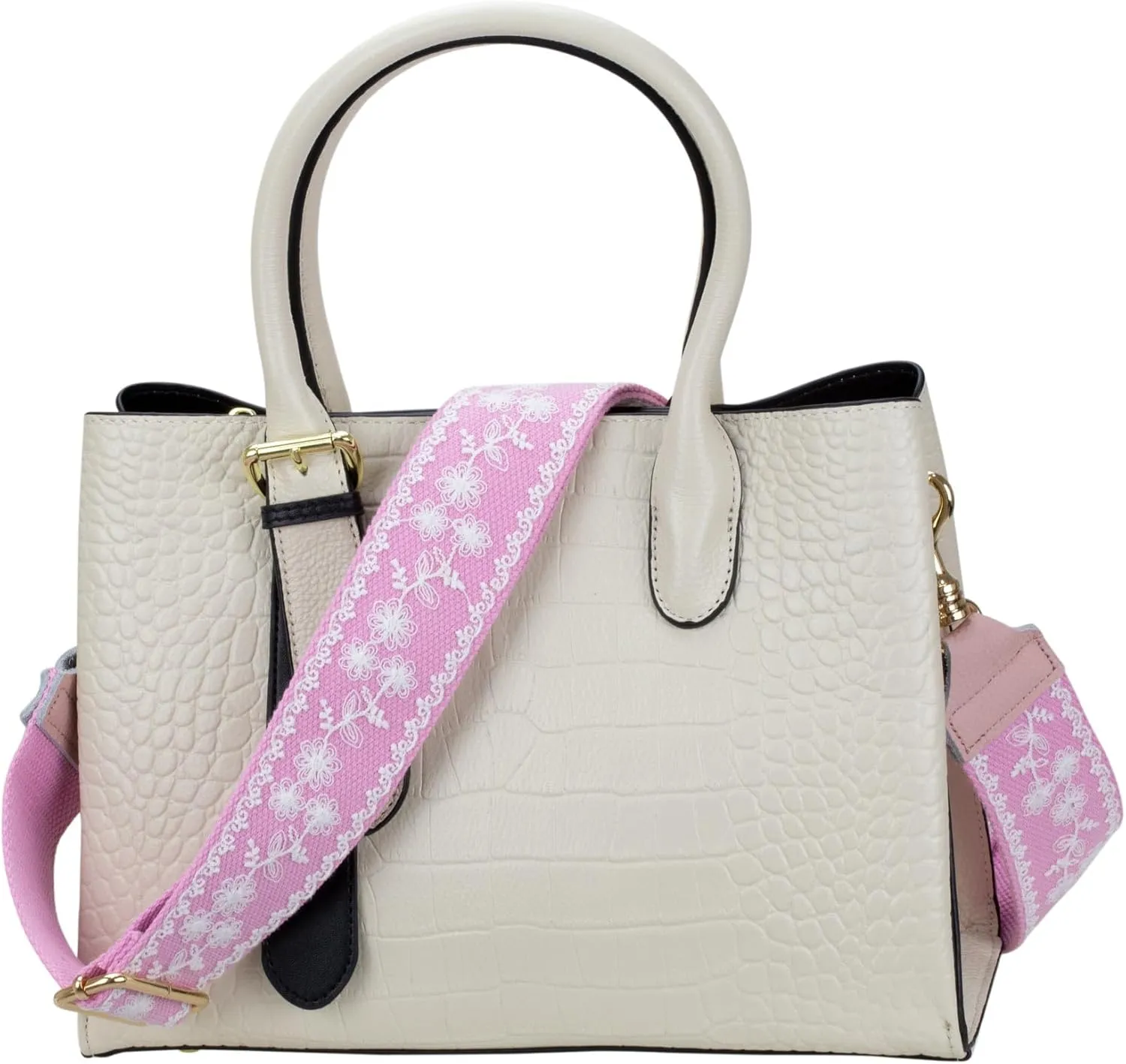 ALLZEDREAM Purse Strap Crossbody Replacement Handbag Shoulder Bag 2" Wide Adjustable Lace Sequins Genuine Leather Ends