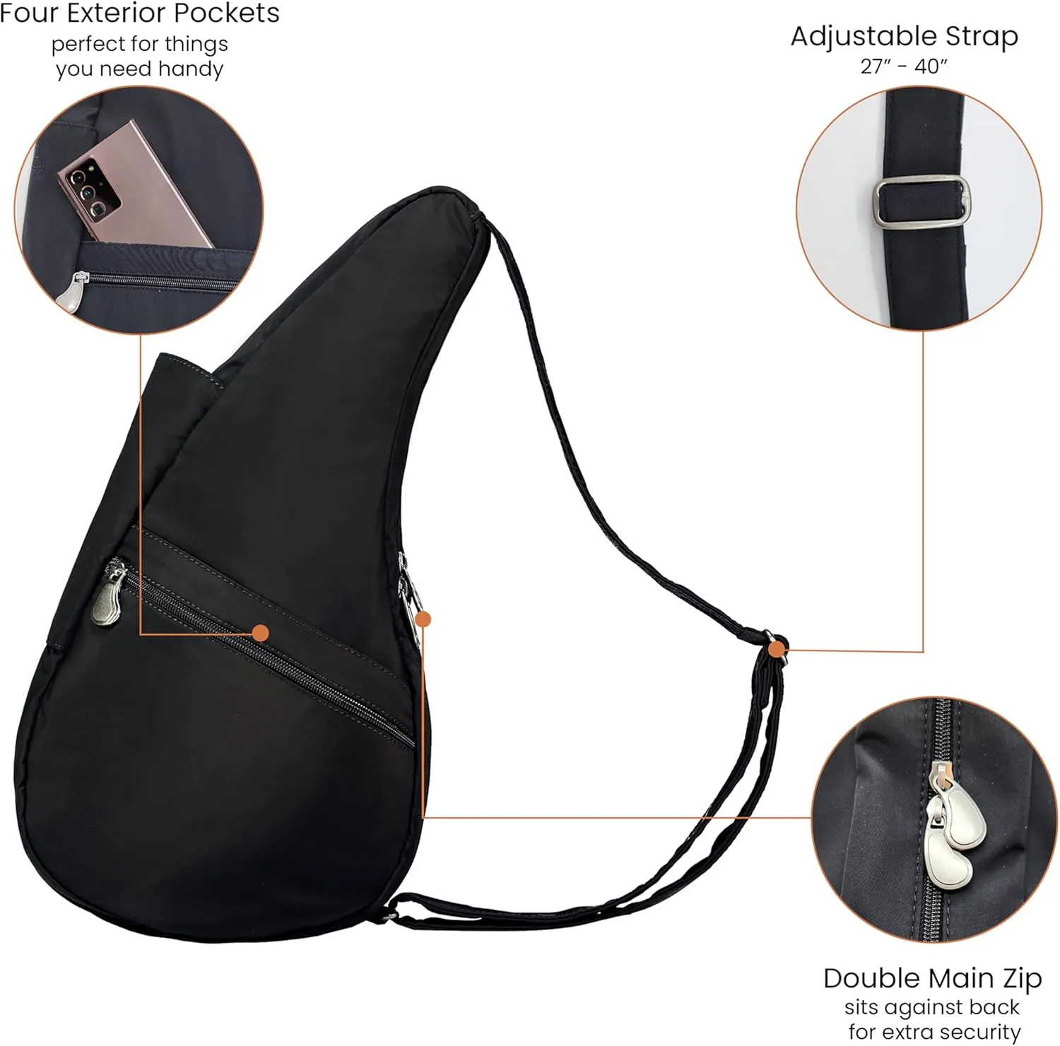 AmeriBag 17" Nylon Crossbody Sling Healthy Back Bag