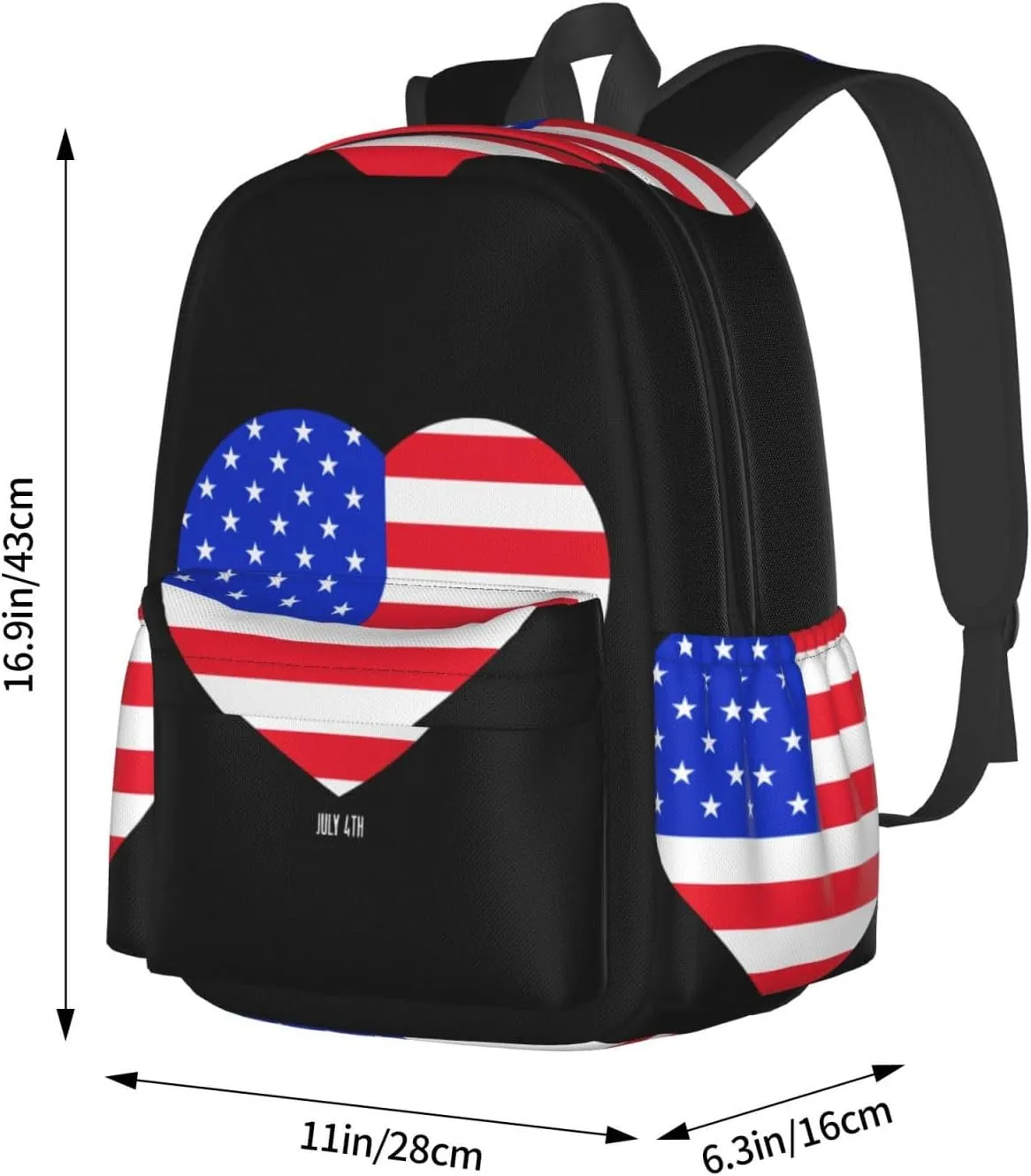 America Independence Day 1776 American Flag Laptop Backpack Shoulder Bag Laptop Pack Travel Backpacks Commuter Back Pack Casual Daypack Bags With Side Pockets