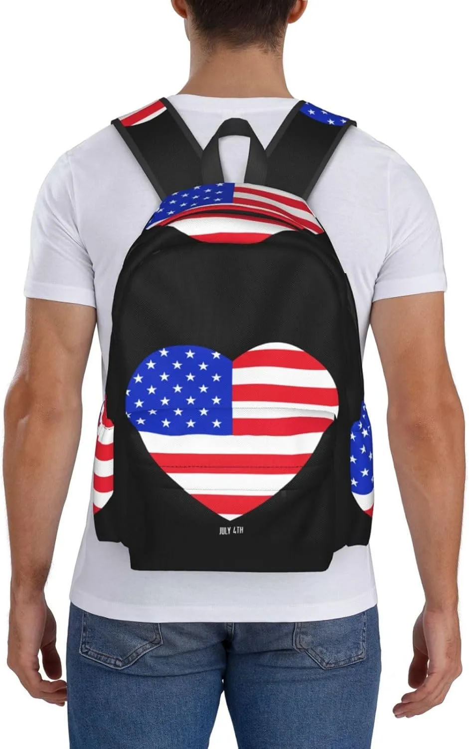 America Independence Day 1776 American Flag Laptop Backpack Shoulder Bag Laptop Pack Travel Backpacks Commuter Back Pack Casual Daypack Bags With Side Pockets