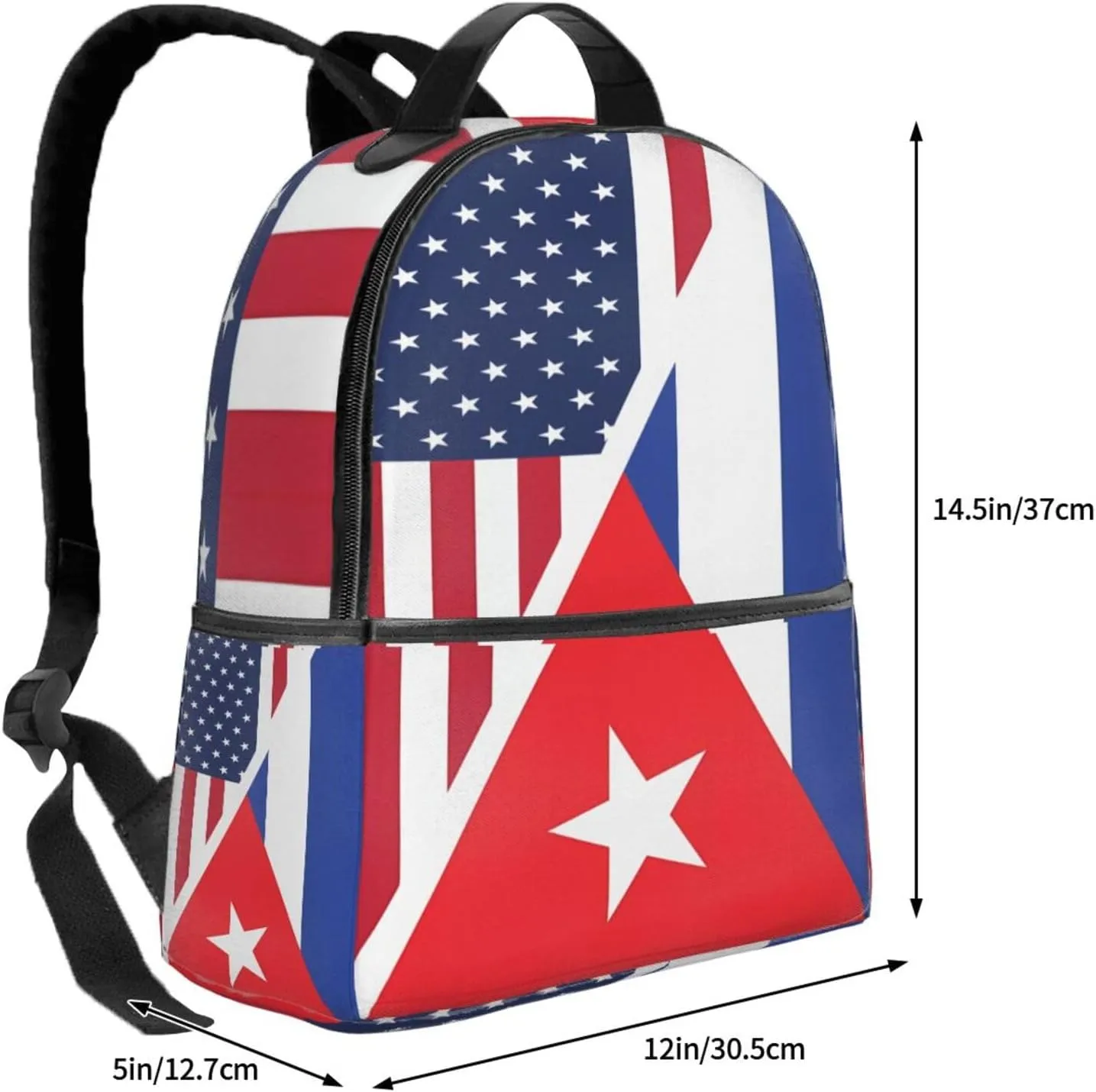 American and Cuban Flag Casual Backpacks Laptop Backpack Carry-on Daypack Sports Travel Rucksack Lightweight Working Bag for Outdoor Hiking Cycling Walking