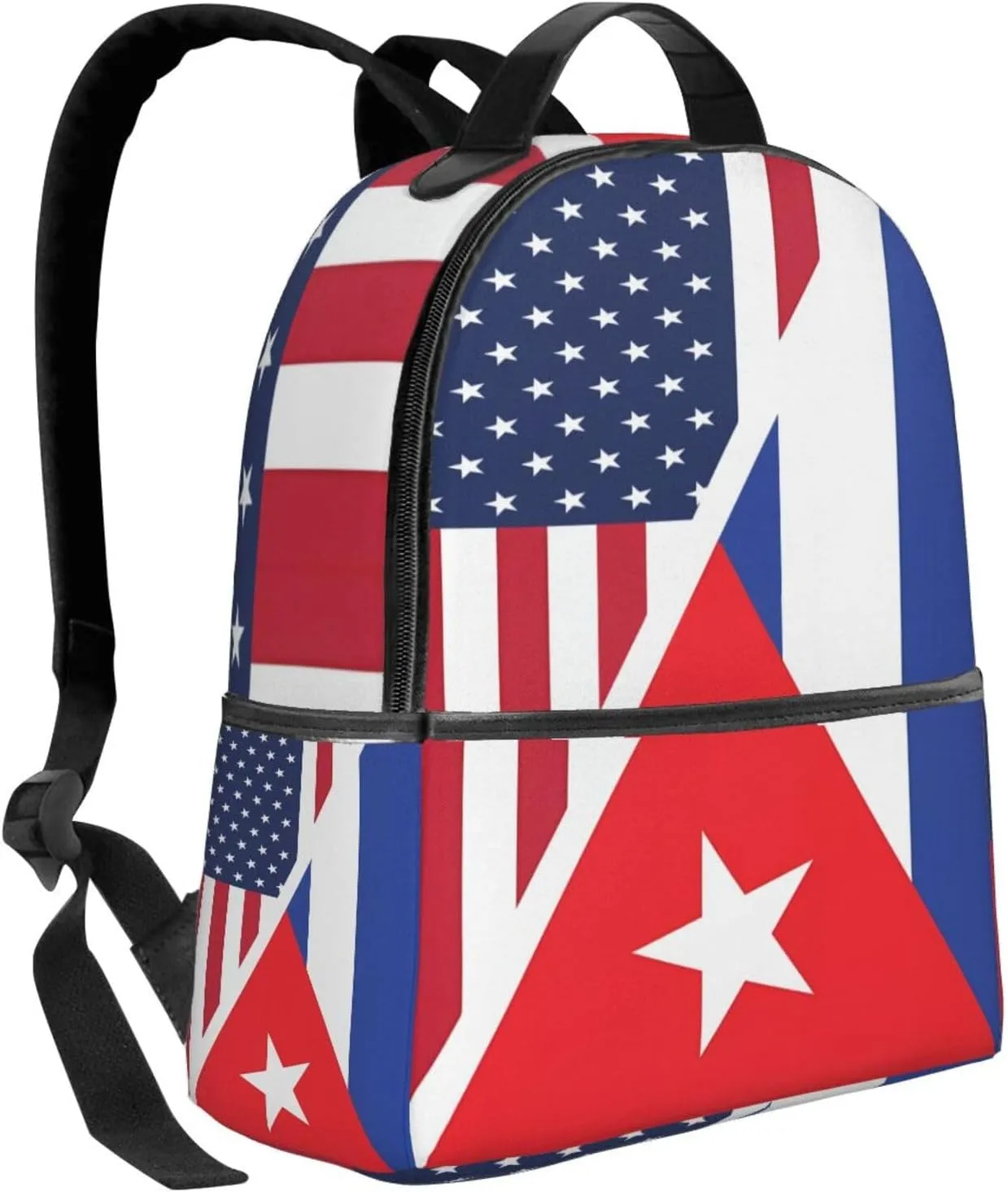 American and Cuban Flag Casual Backpacks Laptop Backpack Carry-on Daypack Sports Travel Rucksack Lightweight Working Bag for Outdoor Hiking Cycling Walking