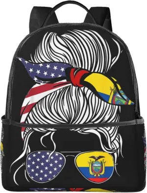 American Ecuadorian Flag Women Women Ecuador Grown Casual Backpacks Laptop Backpack Carry-on Daypack Sports Travel Rucksack Lightweight Working Bag for Outdoor Hiking Cycling Walking