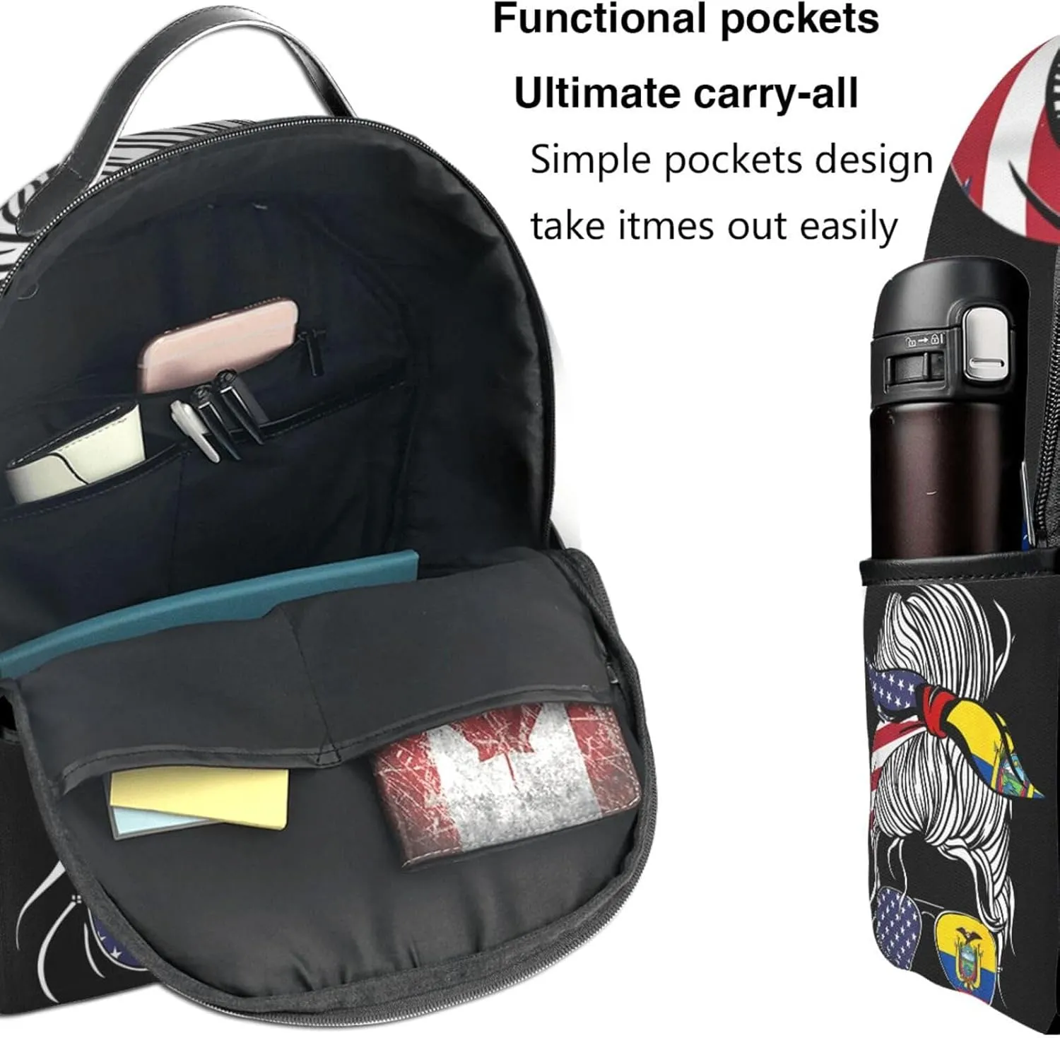 American Ecuadorian Flag Women Women Ecuador Grown Casual Backpacks Laptop Backpack Carry-on Daypack Sports Travel Rucksack Lightweight Working Bag for Outdoor Hiking Cycling Walking