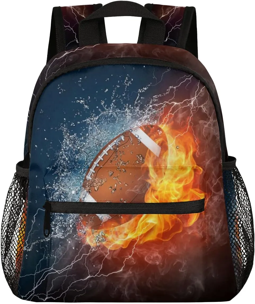 American Football Toddler Backpack for Little Boys Small Bookbags Backpack Preschool Kindergarten Backpack Lightweight Waterproof Mini Travel Student Bookbag