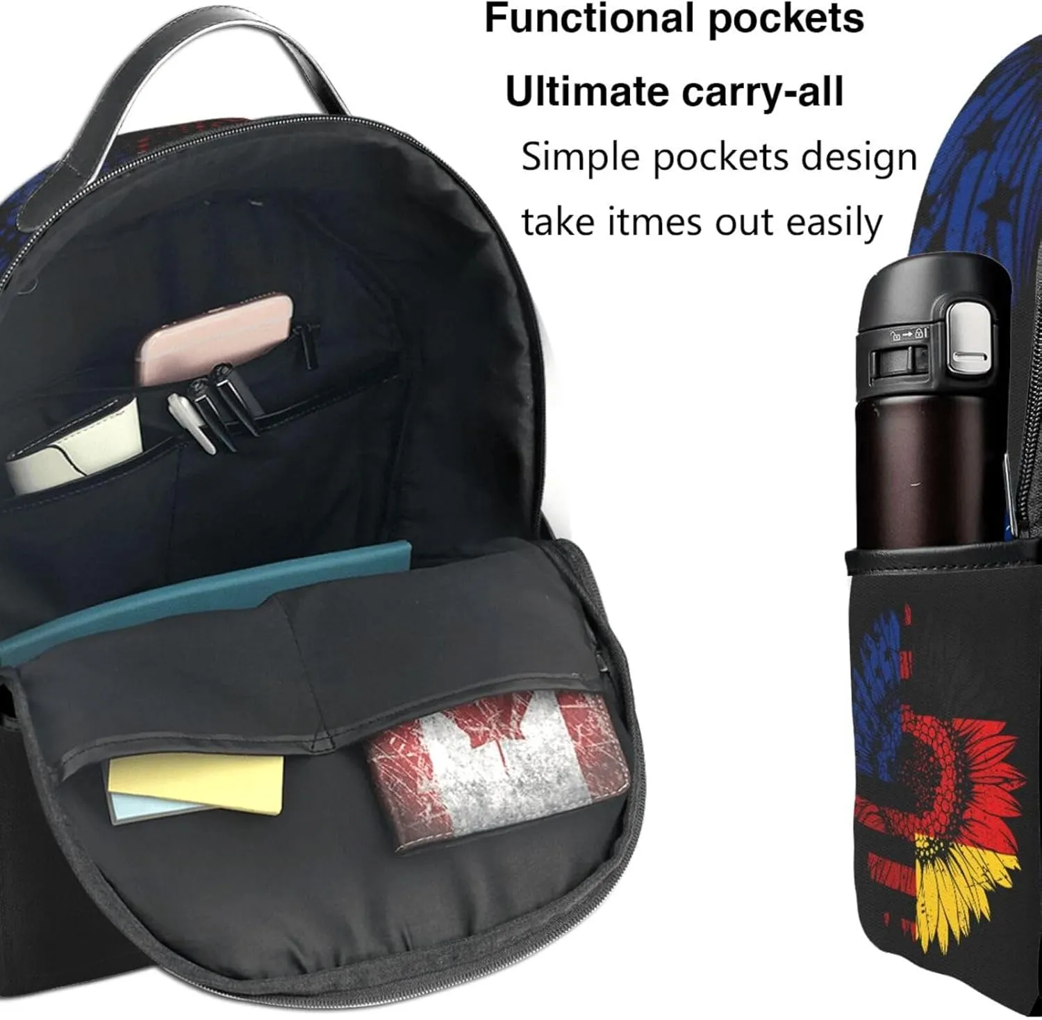 American German Germany Flag Casual Backpacks Laptop Backpack Carry-on Daypack Sports Travel Rucksack Lightweight Working Bag for Outdoor Hiking Cycling Walking