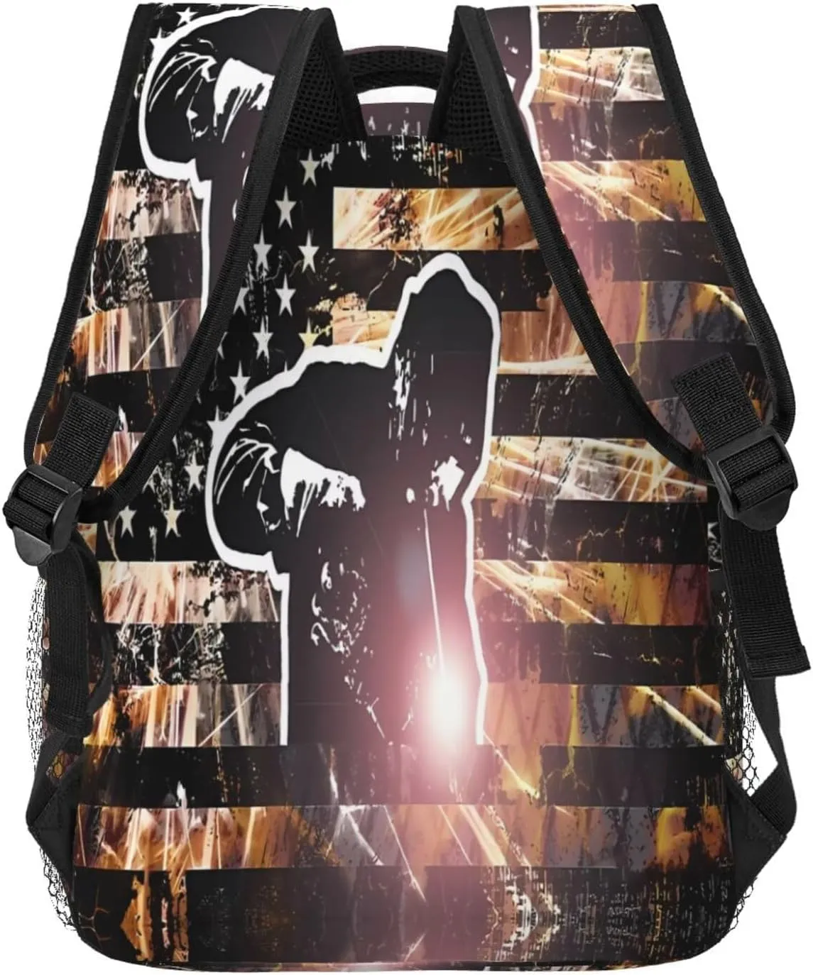 American Welding Flag Sparks and Flames Casual Backpacks Sport Backpack Travel Rucksack Canvas Daypack Workout Bags with Pockets for Gym Working Hiking