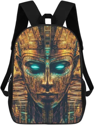 Ancient Egyptian God with Intricate Patterns And Symbols Fashion Backpack 17 Inches Daypack Unisex Laptop Bag for Travel Business Work