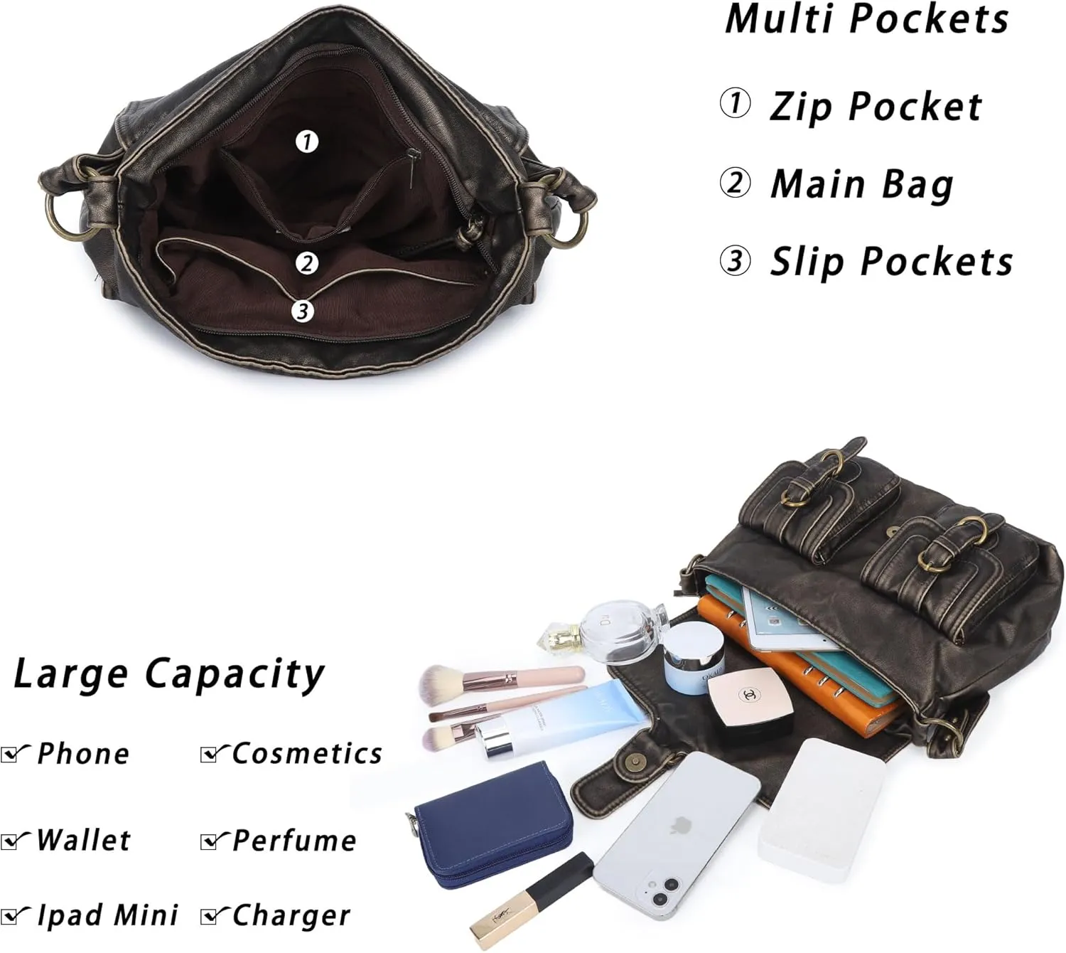 Angel Kiss Purses and Handbags for Women,Vegan Leather Hobo Purses Crossbody Hobo Bag Tote Satchel Handbags
