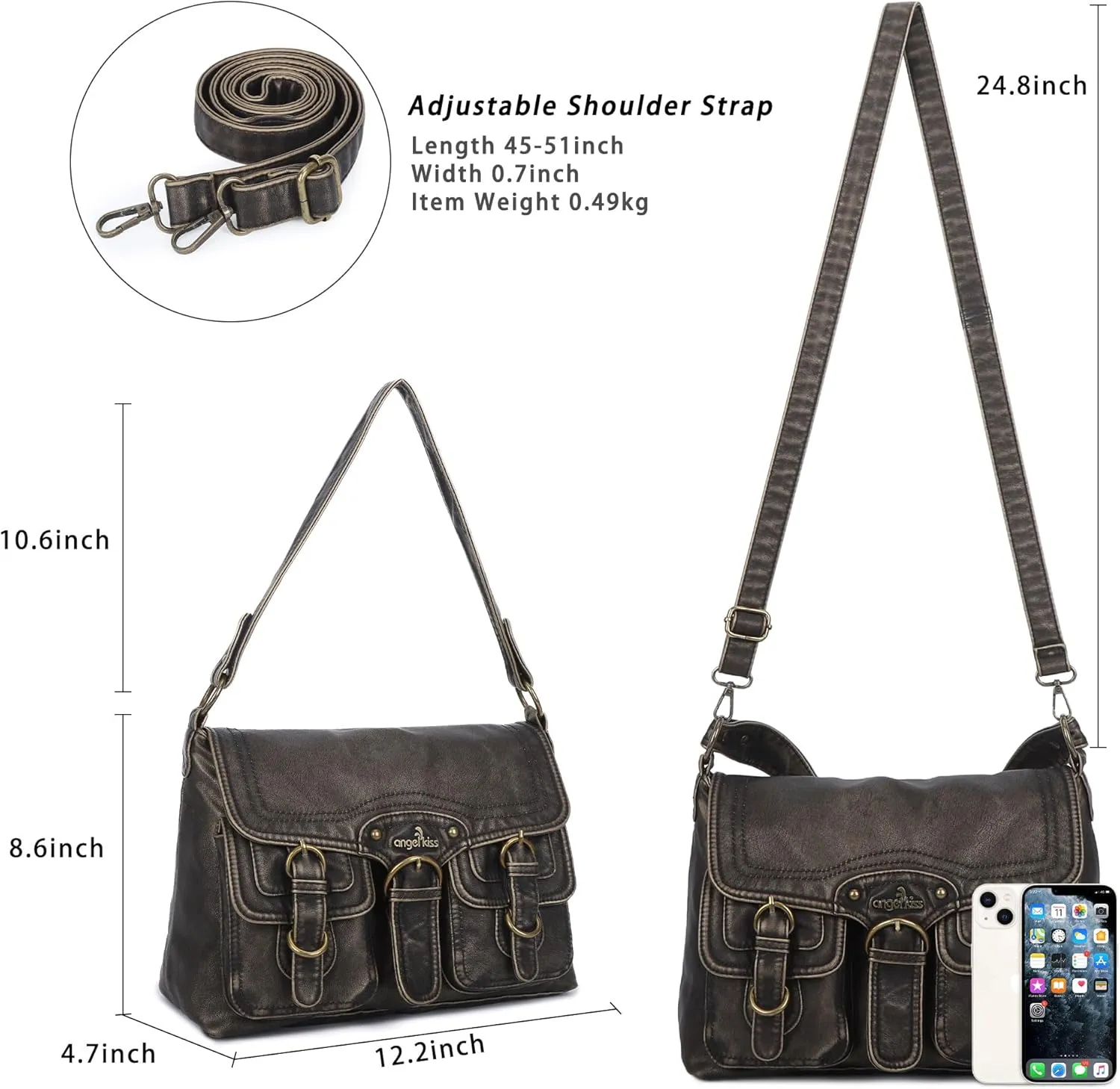 Angel Kiss Purses and Handbags for Women,Vegan Leather Hobo Purses Crossbody Hobo Bag Tote Satchel Handbags