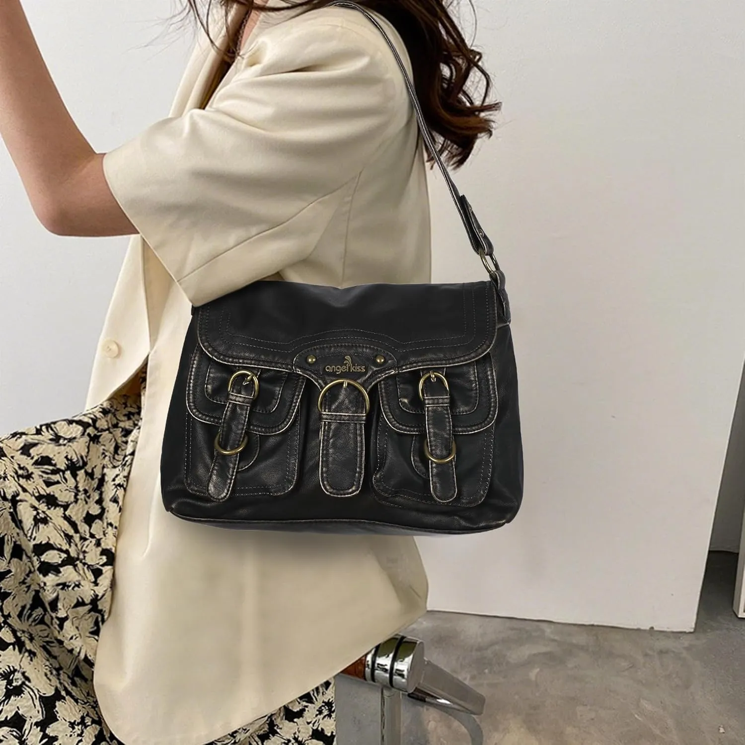 Angel Kiss Purses and Handbags for Women,Vegan Leather Hobo Purses Crossbody Hobo Bag Tote Satchel Handbags