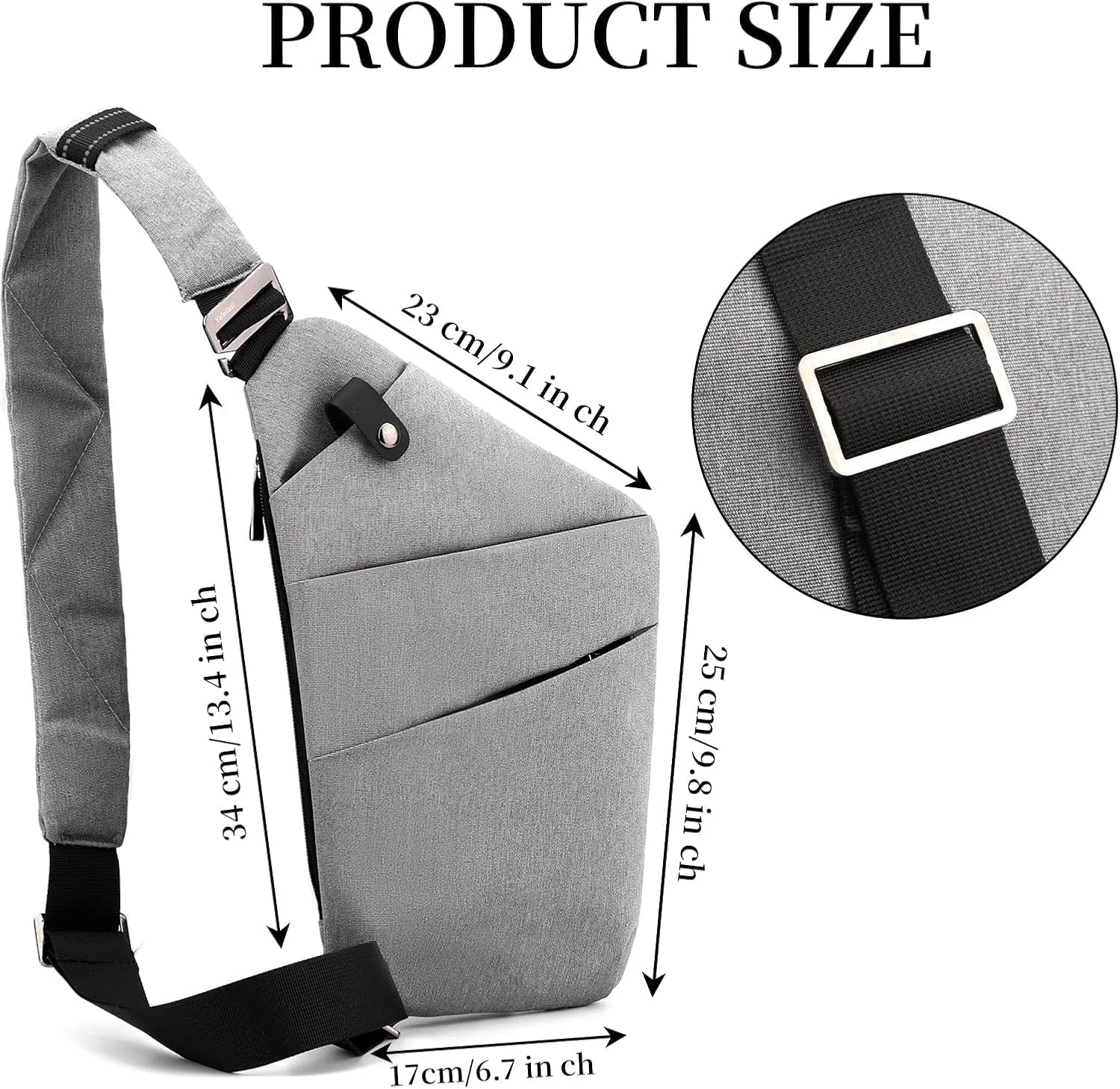 Anti Theft Crossbody Bag,Sling Bag for Women Men,Multi-pocket Chest Shoulder Bag for Travel, Sport, Work