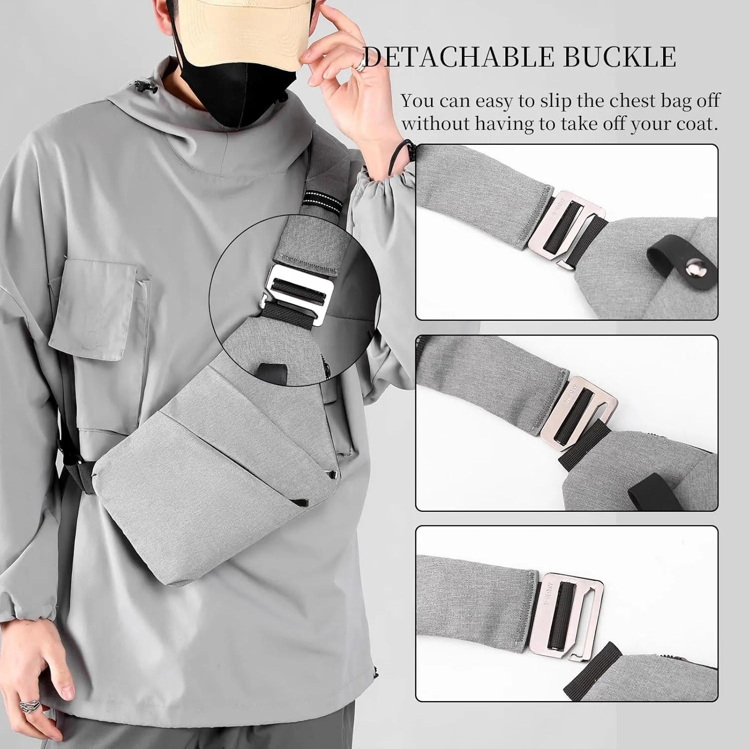 Anti Theft Crossbody Bag,Sling Bag for Women Men,Multi-pocket Chest Shoulder Bag for Travel, Sport, Work