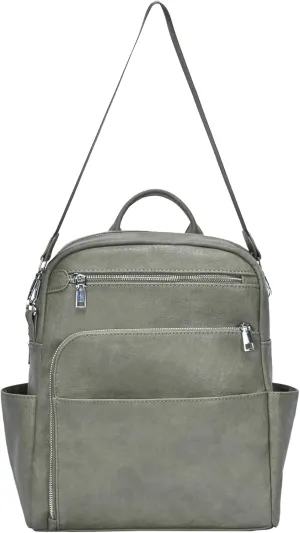 Antik Kraft Willa Vegan Leather Backpack (Olive) | Convertible Backpack Purse for Women | Vegan Leather Shoulder Bag | 13" L x 4" W x 14" H