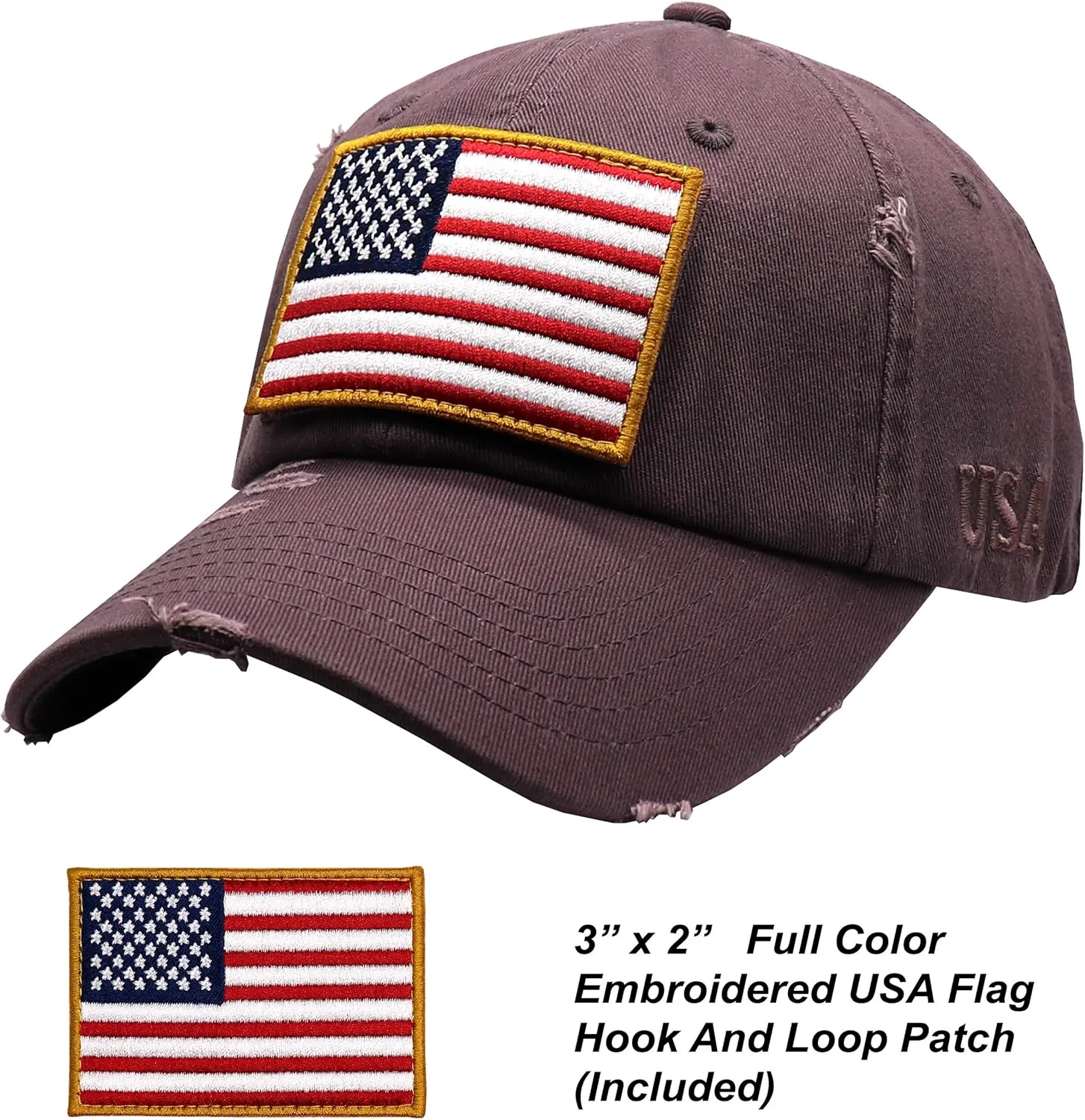 Antourage American Flag Unisex Baseball Hat for Men and Women | USA Flag Mesh Snapback Flat Visor Cap   2 Patriotic Patches
