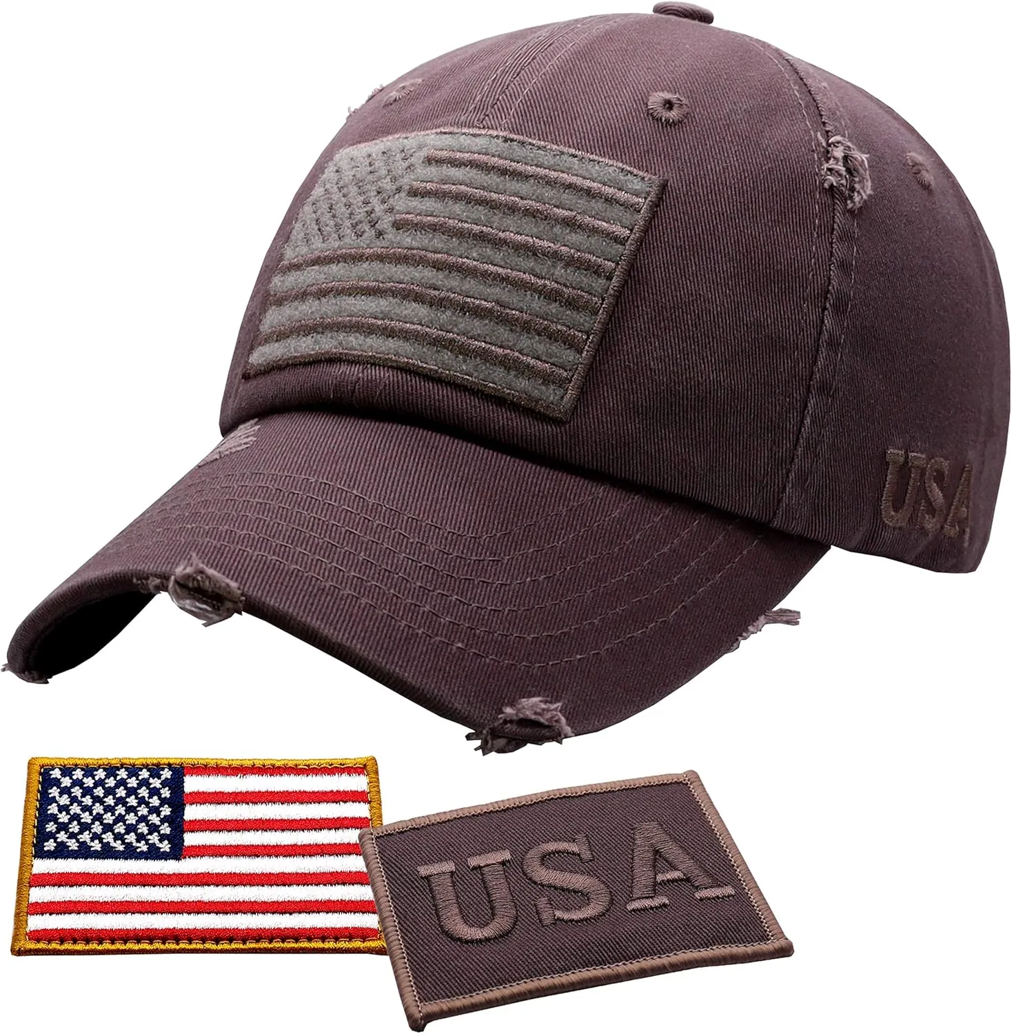 Antourage American Flag Unisex Baseball Hat for Men and Women | USA Flag Mesh Snapback Flat Visor Cap   2 Patriotic Patches