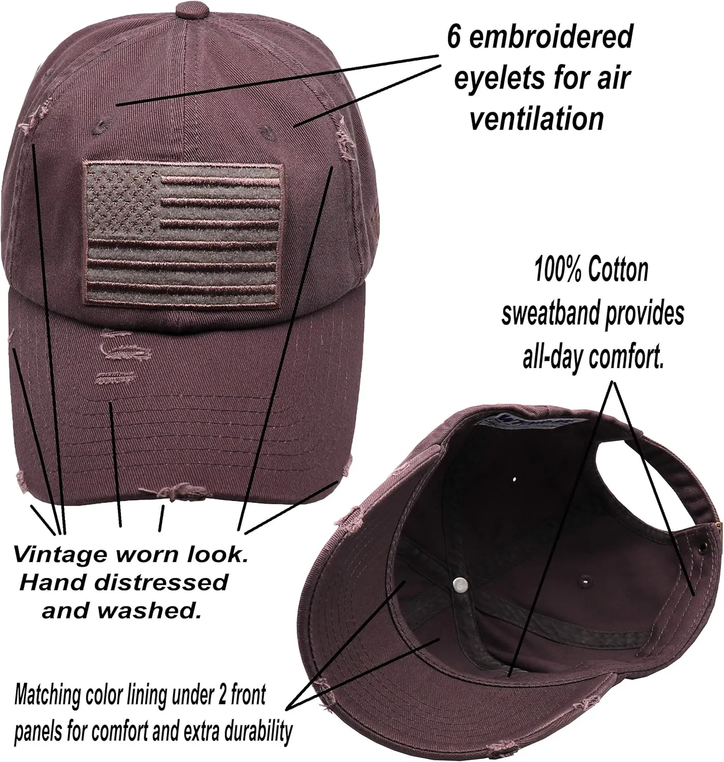 Antourage American Flag Unisex Baseball Hat for Men and Women | USA Flag Mesh Snapback Flat Visor Cap   2 Patriotic Patches