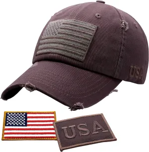Antourage American Flag Unisex Baseball Hat for Men and Women | USA Flag Mesh Snapback Flat Visor Cap   2 Patriotic Patches
