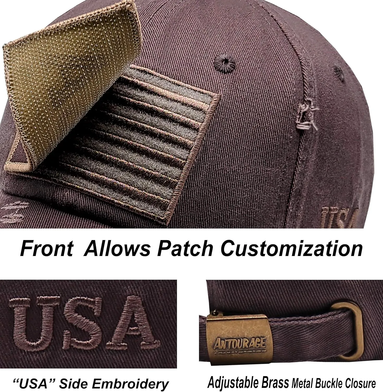 Antourage American Flag Unisex Baseball Hat for Men and Women | USA Flag Mesh Snapback Flat Visor Cap   2 Patriotic Patches