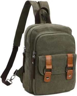 Arbag Small Cute Backpack Vintage Casual Canvas Shoulder Bag Daypack (Army green)