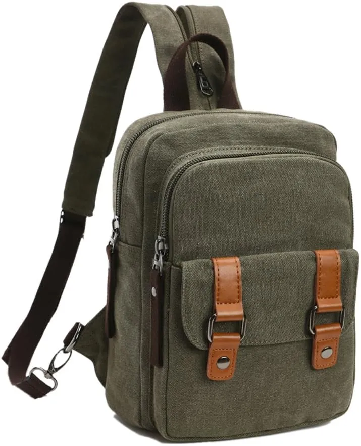 Arbag Small Cute Backpack Vintage Casual Canvas Shoulder Bag Daypack (Army green)