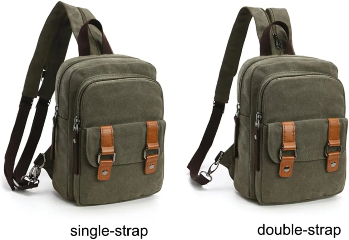 Arbag Small Cute Backpack Vintage Casual Canvas Shoulder Bag Daypack (Army green)
