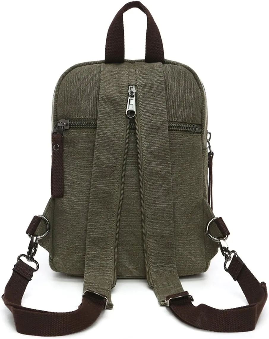 Arbag Small Cute Backpack Vintage Casual Canvas Shoulder Bag Daypack (Army green)