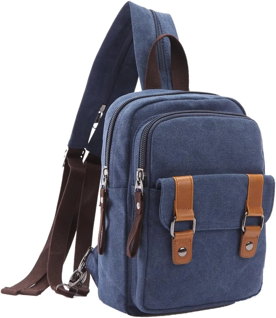 Arbag Small Cute Backpack Vintage Casual Canvas Shoulder Bag Daypack (Navy blue)