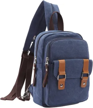 Arbag Small Cute Backpack Vintage Casual Canvas Shoulder Bag Daypack (Navy blue)