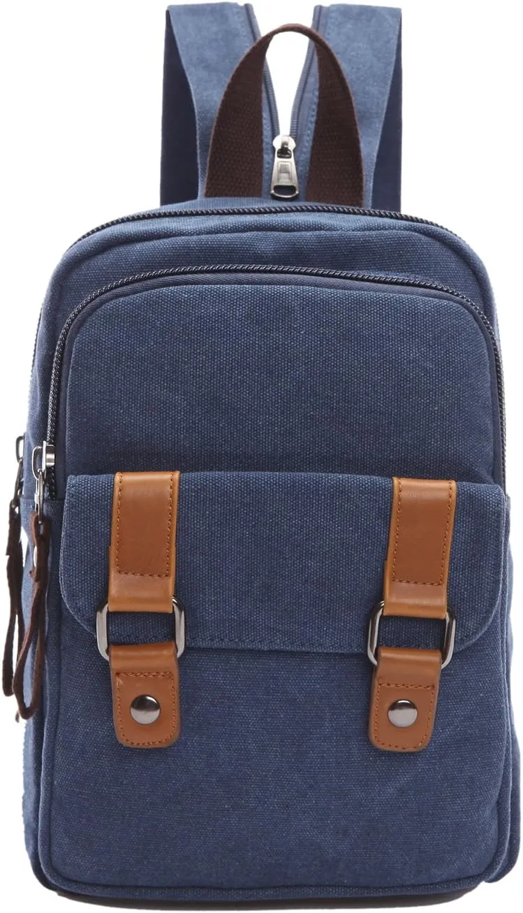 Arbag Small Cute Backpack Vintage Casual Canvas Shoulder Bag Daypack (Navy blue)