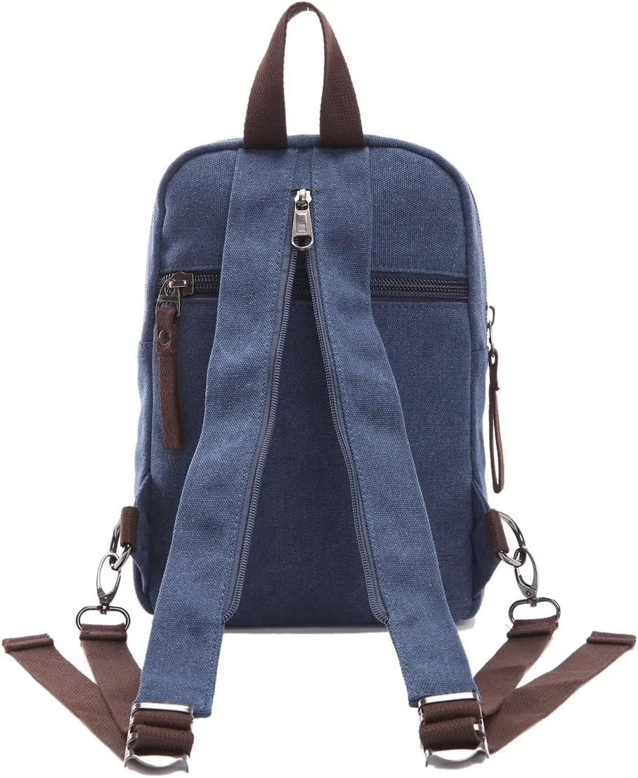 Arbag Small Cute Backpack Vintage Casual Canvas Shoulder Bag Daypack (Navy blue)