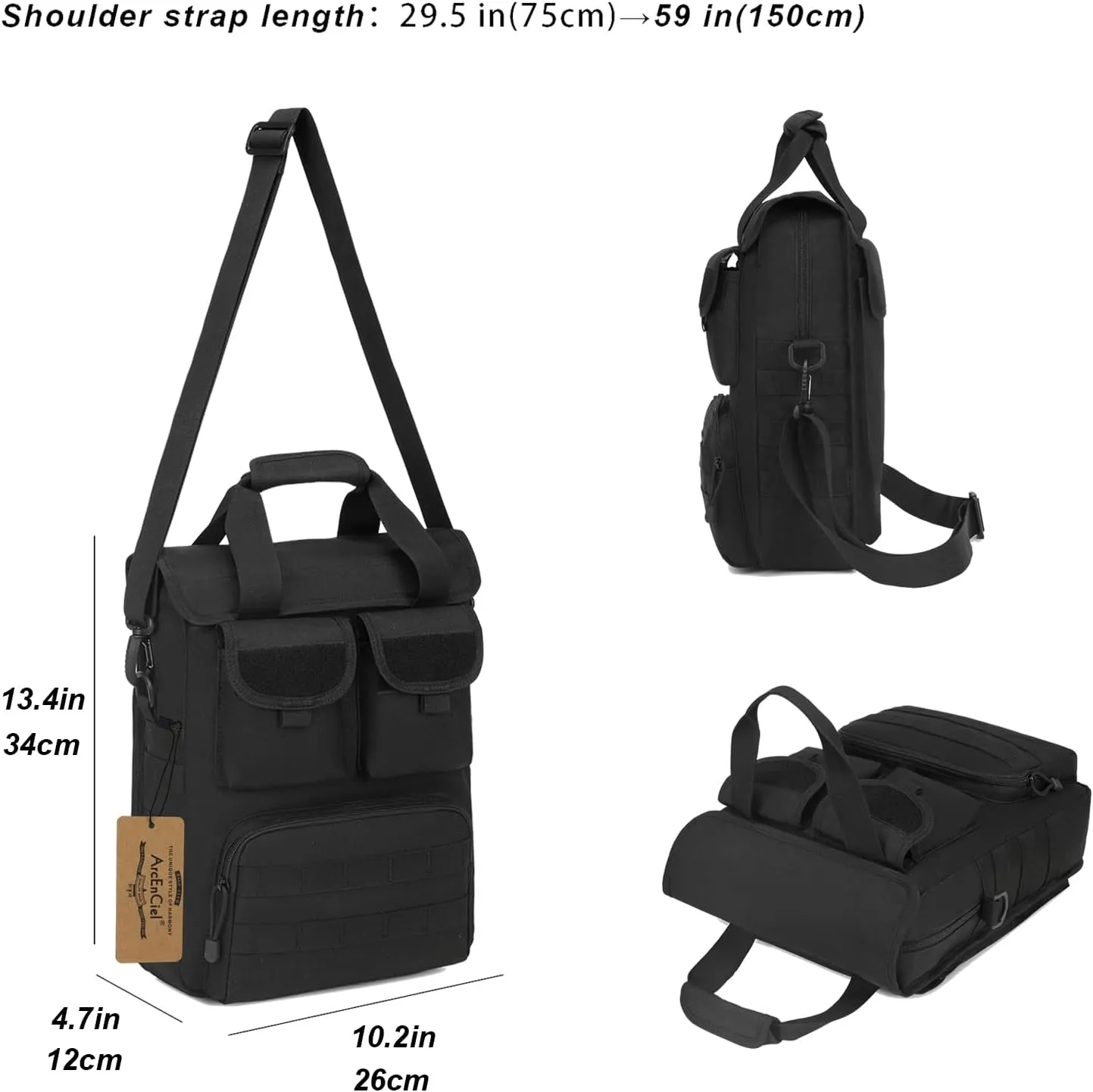 ArcEnCiel Tactical Messenger Bag Men MOLLE Sling Pack Briefcase Gear Handbags Utility Carry Satchel