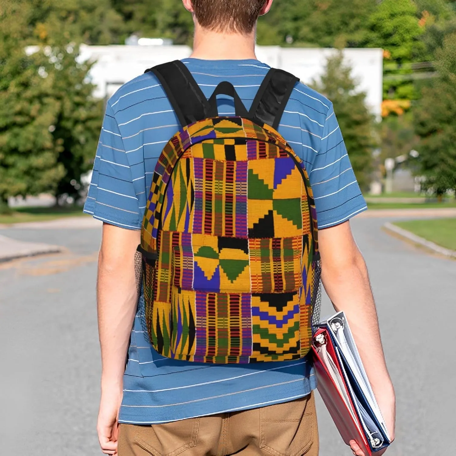 ASYG Retro African Tribes 15.4" Backpack Women Men Cute Laptop Bag with Adjustable Shoulder Straps