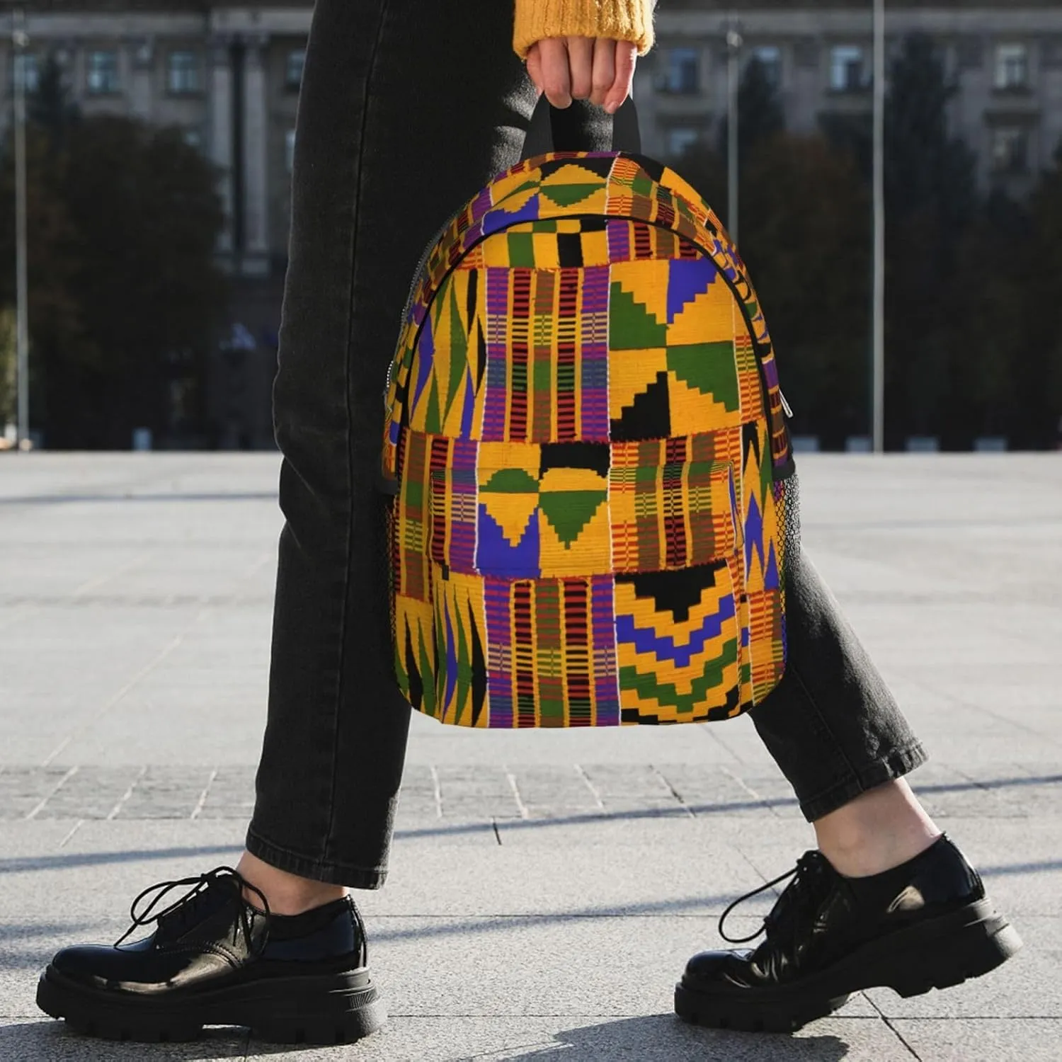 ASYG Retro African Tribes 15.4" Backpack Women Men Cute Laptop Bag with Adjustable Shoulder Straps