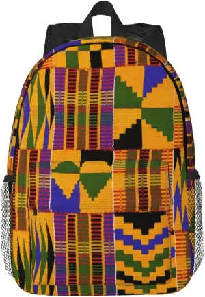ASYG Retro African Tribes 15.4" Backpack Women Men Cute Laptop Bag with Adjustable Shoulder Straps
