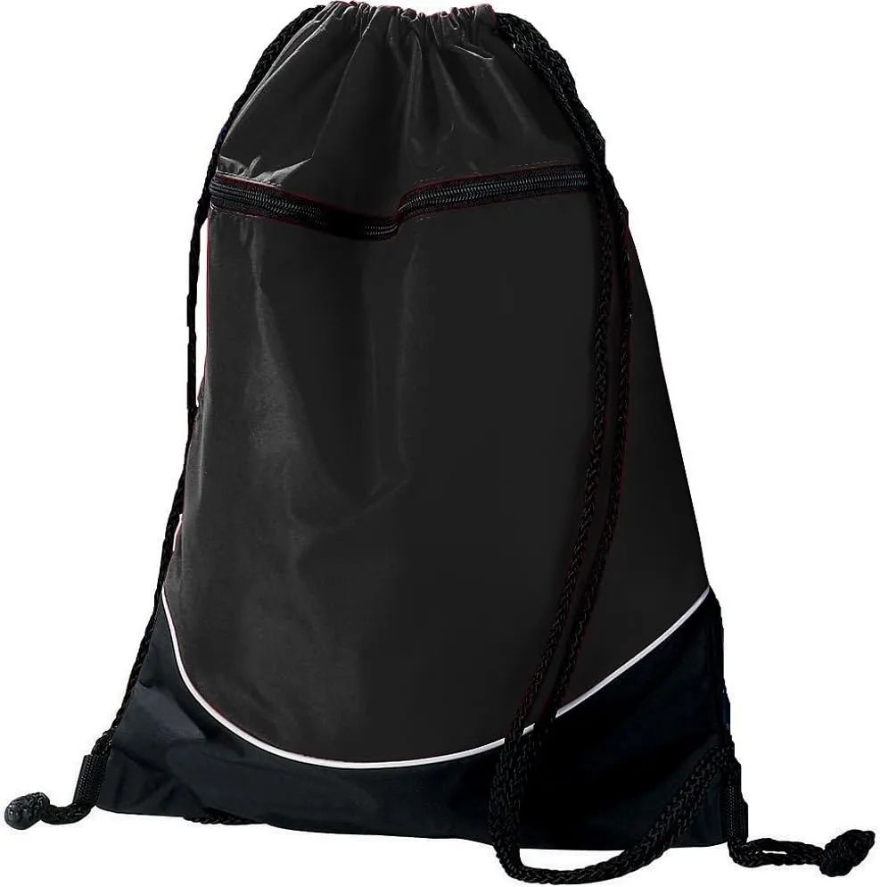 Augusta Sportswear Tri-Color Drawstring Backpack, Black/Black/White, Medium