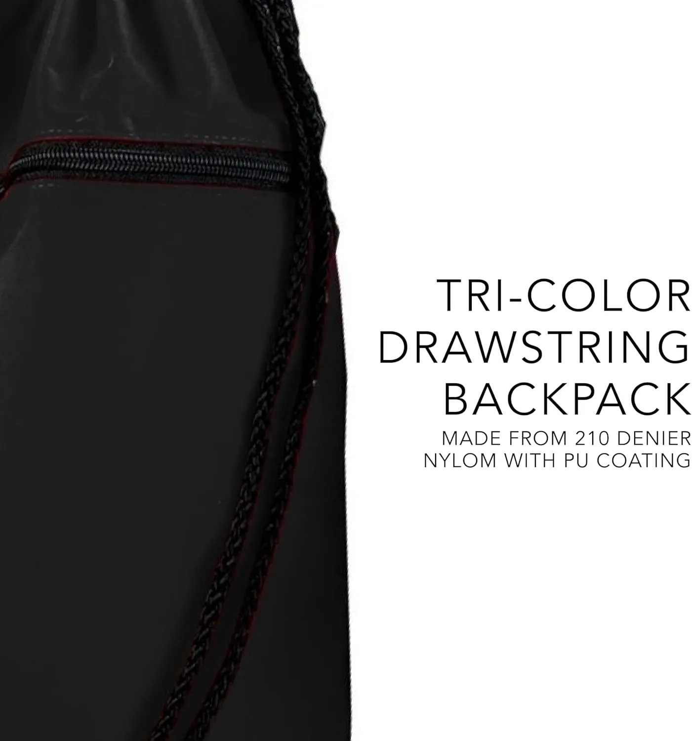 Augusta Sportswear Tri-Color Drawstring Backpack, Black/Black/White, Medium