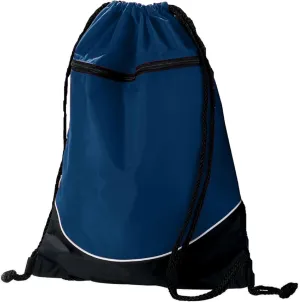 Augusta Sportswear Tri-Color Drawstring Backpack, Navy/Black/White, Medium