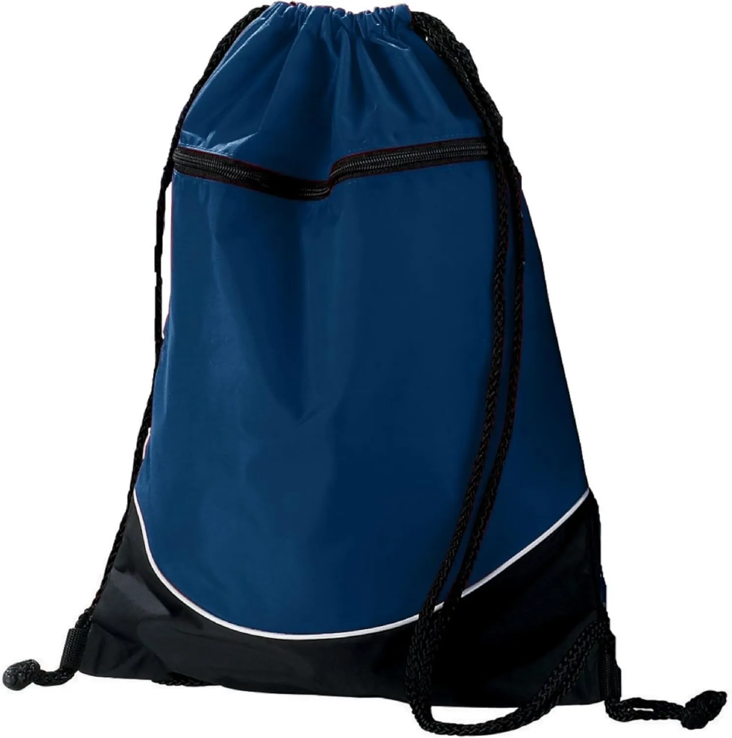 Augusta Sportswear Tri-Color Drawstring Backpack, Navy/Black/White, Medium