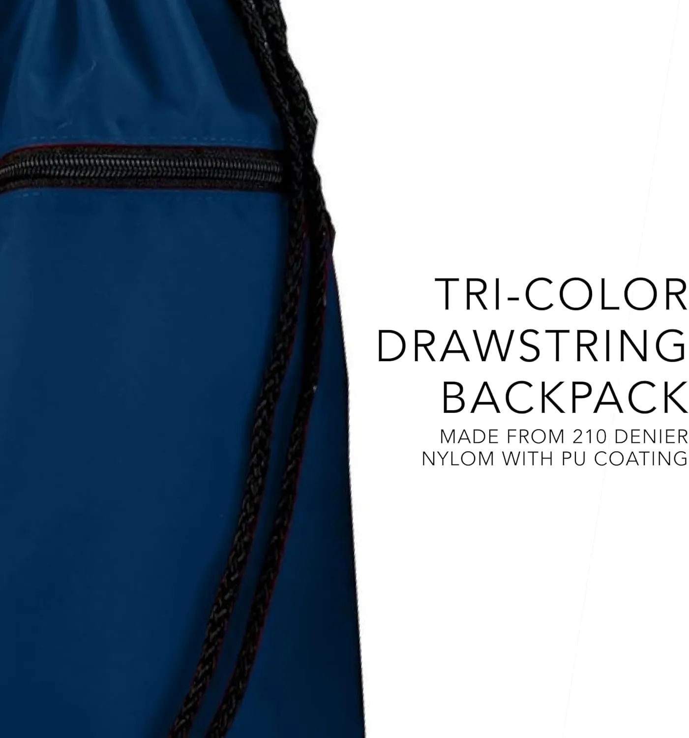 Augusta Sportswear Tri-Color Drawstring Backpack, Navy/Black/White, Medium